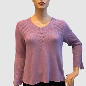 Emme Lightweight Allure Sweater Plus Size 2 Lilac V Neck Crocheted Details NWT
